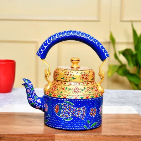 KENWIN CRAFTS Hand-Painted Aluminium Tea Kettle – 750 ml for kitchen décor Home Décor , Tea Party , Serving